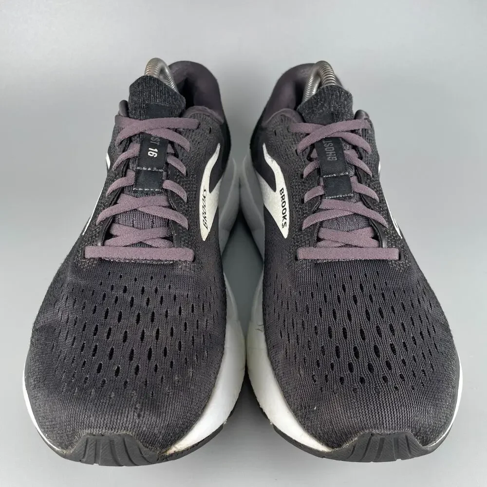 Brooks Ghost 16 Men's Size 9.5 D Black White Running Sneaker Athletic Shoes GUC